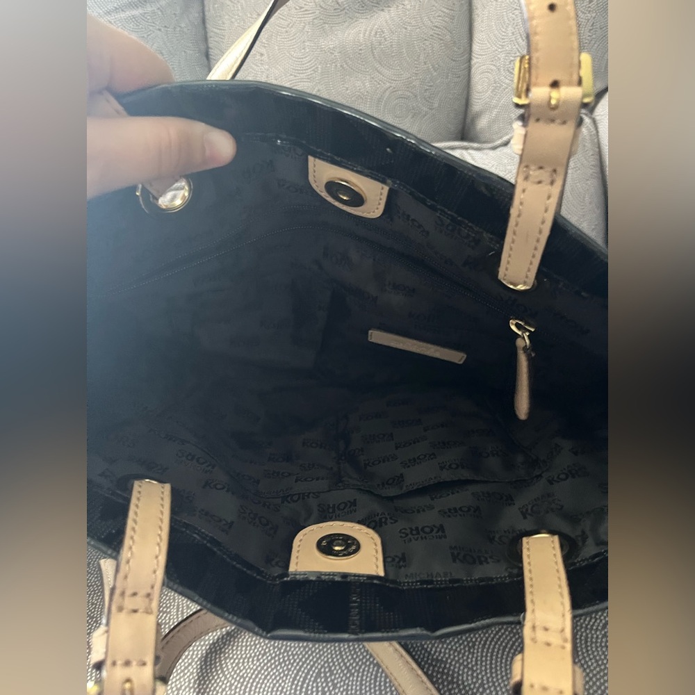Michael Kors Glossy Black Tote with Tan Handles - Picture 3 of 6